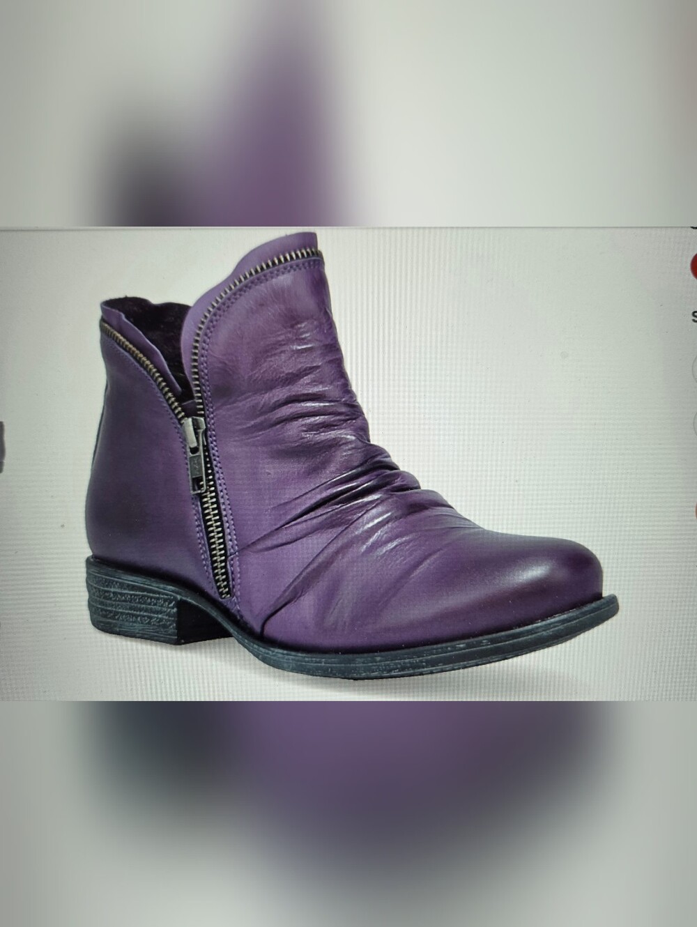 Miz Mooz Luna Plum Leather Ruched Ankle Boots EU 37 US 6.5